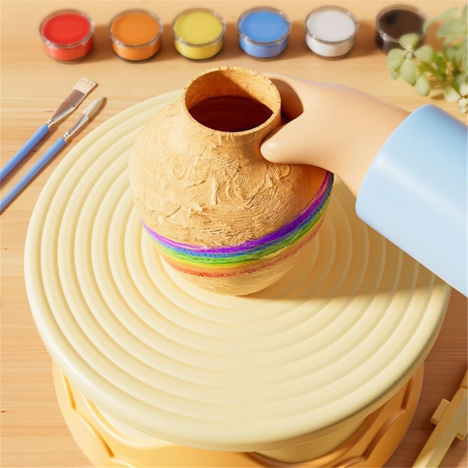 BJBSJSZ Mini Pottery Wheel for Kids - DIY Kids Pottery Wheel Kit, Mini Pottery Wheel Set, Mini Pottery Wheel, Carving Tools and Aprons