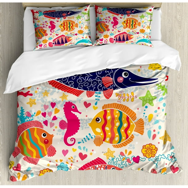 Sea Animals Duvet Cover Set Cartoon Art With Fish Seahorse Starfish Dolphin C Underwater Life Kids Decorative Bedding Pillow Shams Multicolor By Ambesonne Com - Colorful Seahorse Bedding Sea Animals Duvet Cover Set Cartoon Art With Fish Seahorse Starfish Dolphin C Underwater Life Kids Decorative Bedding Pillow Shams Multicolor By Ambesonne Com - Colorful Seahorse Bedding