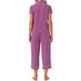 thumbnail image 3 of INSPIRE CHIC Women's Capri Pajamas Short Sleeve Button Down Tops with Pants 2 Piece Sleepwear Lounge Set with Pockets M Gray Purple, 3 of 6