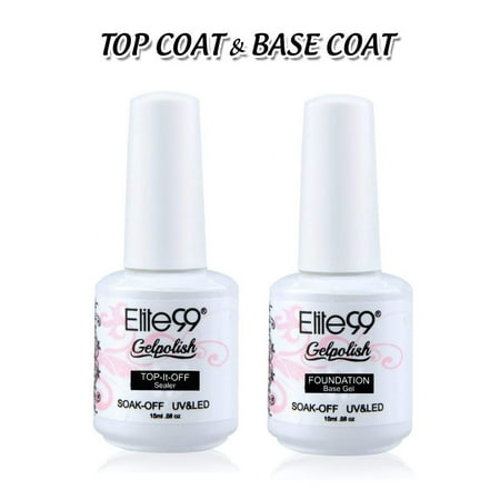 Gel Bases - Elite99 Gel Nail Polish Base Coat Top Coat Set Soak Off UV LED Gel Nail Varnish Manicure Nail Art Set (15ML Top and Base Coat Set)