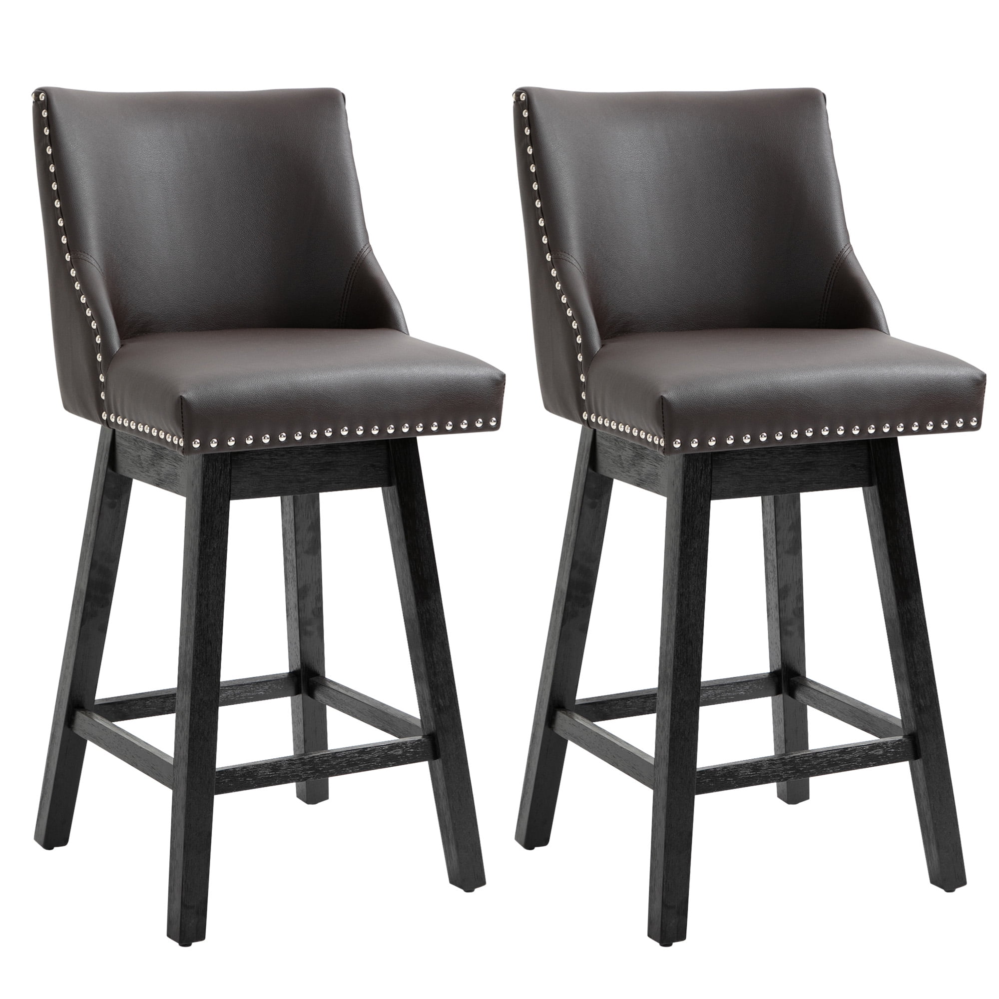 28" Swivel Bar Height Bar Stools Set of 2, Armless Upholstered