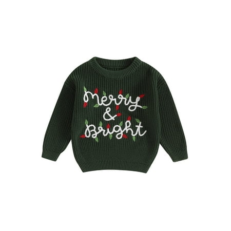 

Bagilaanoe Baby Boy Girl Christmas Sweater for Infant Long Sleeve Embroidery Pullover 3M 6M 9M 12M 18M 24M 3T Toddler Warm Jumpers Tops Fall Loose Knitwear
