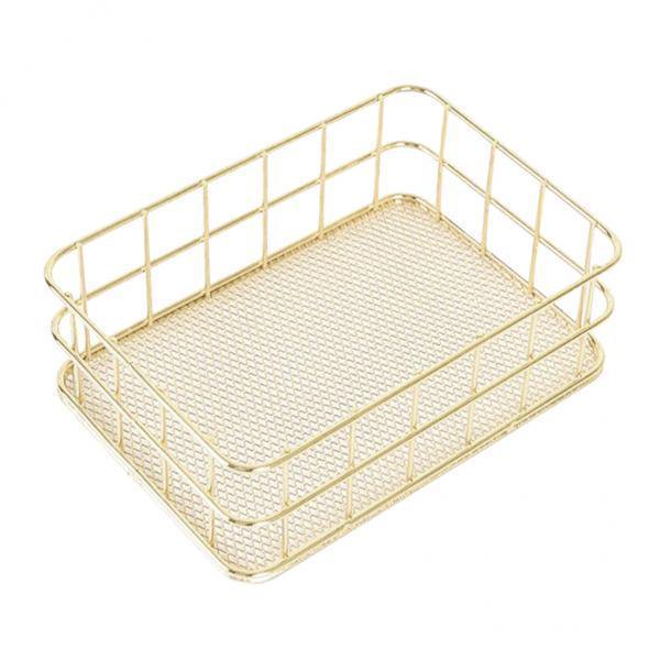 Organizador de almacenamiento Sharpla Pinceles de maquillaje dorados Cesta de almacenamiento de malla de alambre