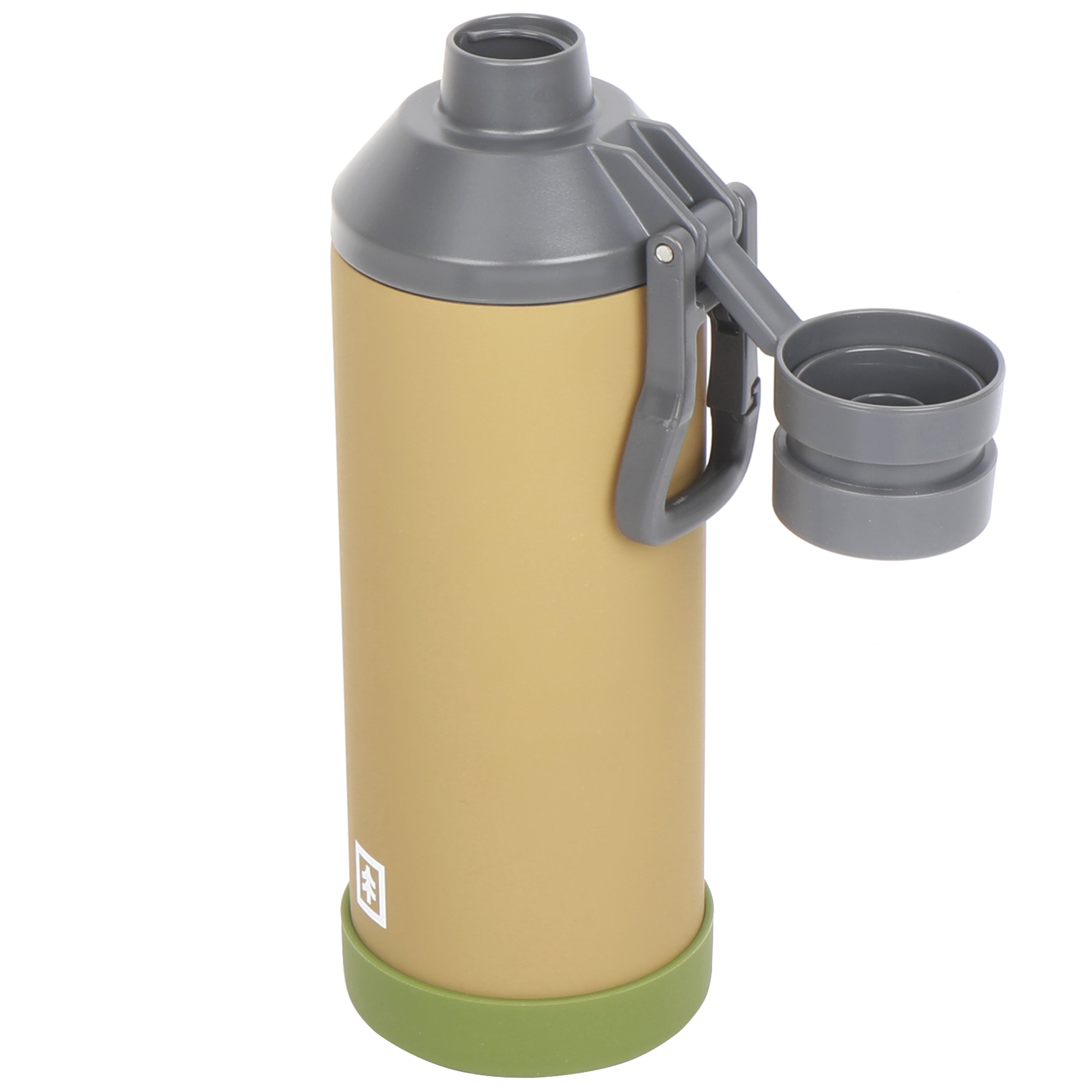 Swiss Tech Stainless Steel Insulated Water Bottle, Leakproof Chug Lid, Clip Handle and Silicone Boot, 24oz, Soft Touch Tan
