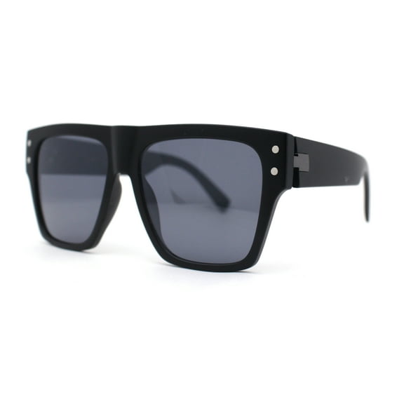 Retro Oversize Thick Plastic Horn Rim Flat Top Mobster Sunglasses Matte Black