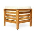 thumbnail image 6 of GDF Studio Emma Outdoor 7 Seater Acacia Wood Sectional Sofa Set, Teak and Beige, 6 of 12
