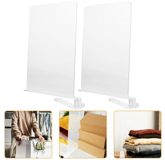 CRILSTYLEO File Cabinet Dividers Transparent 2Pcs 11.8x9.3x1.2In