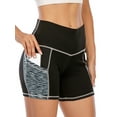thumbnail image 4 of High Waist Yoga Shorts for Women with 2 Side Pockets Tummy Control Running Workout Shorts Pants, 4 of 7
