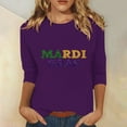 thumbnail image 2 of YUGYXL Women's Casual 3/4 Length Sleeve Tshirts Mardi Gras Cute Loose Graphic Clothes Trendy Crew Neck Soft Tunic Tees Celebration Carnival Comfy Tops Sales, 2 of 5