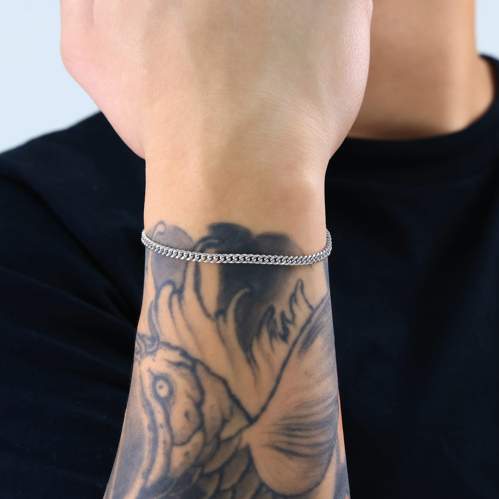 Nuragold 10K Real White Gold Miami Cuban Link 3mm Chain Bracelet (7"-9") Italian Jewelry for Men & Women