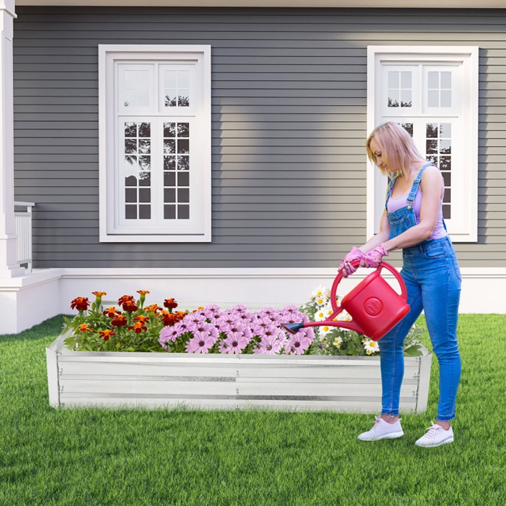 YYAo Garden Bed,Vegetables Growing Box,Metal Galvanized Raised Garden Bed with Open-Ended Base-6 x 3 ft