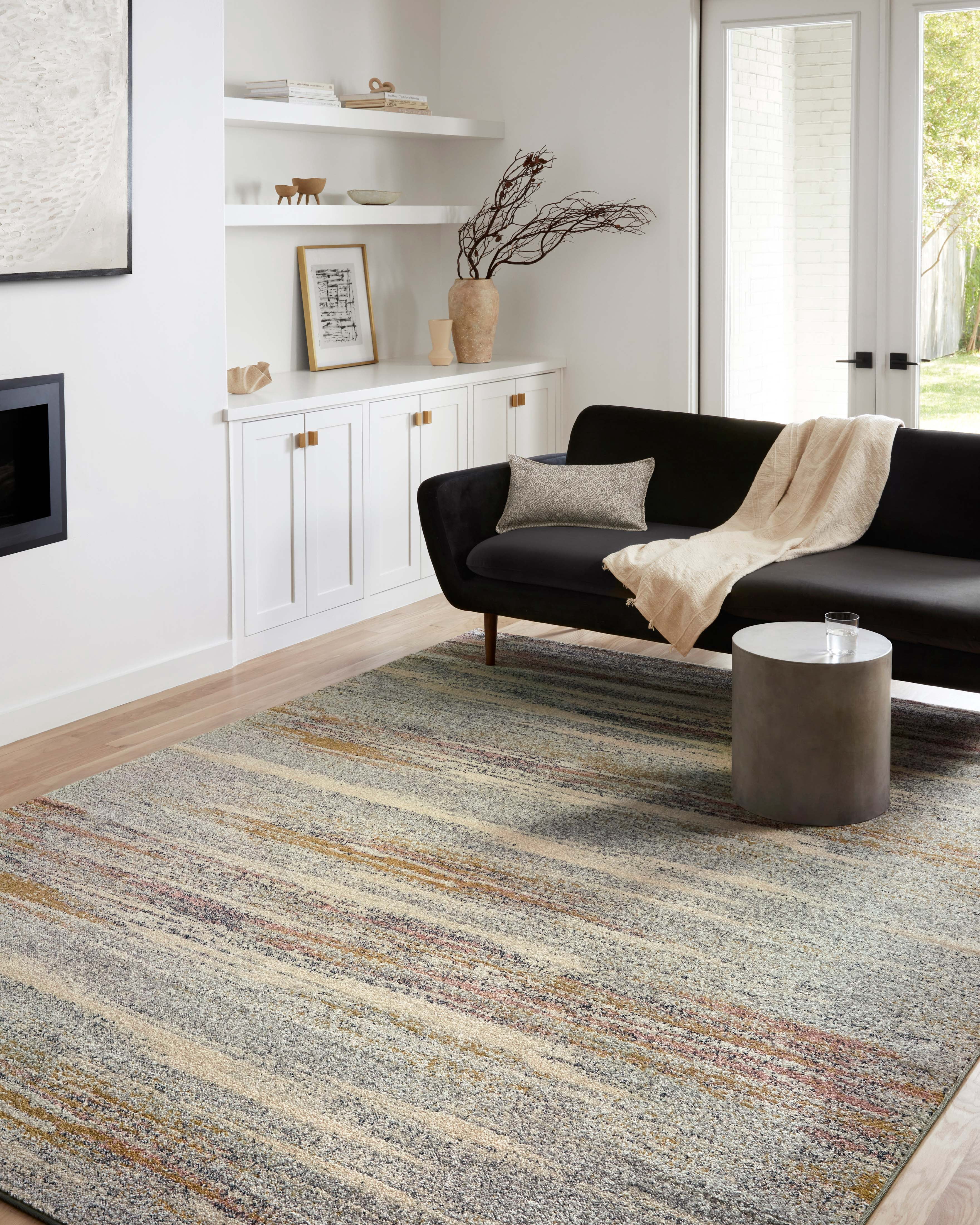 Loloi Bowery BOW-04 Pebble / Multi Abstract Area Rug 18" x 18" Sample