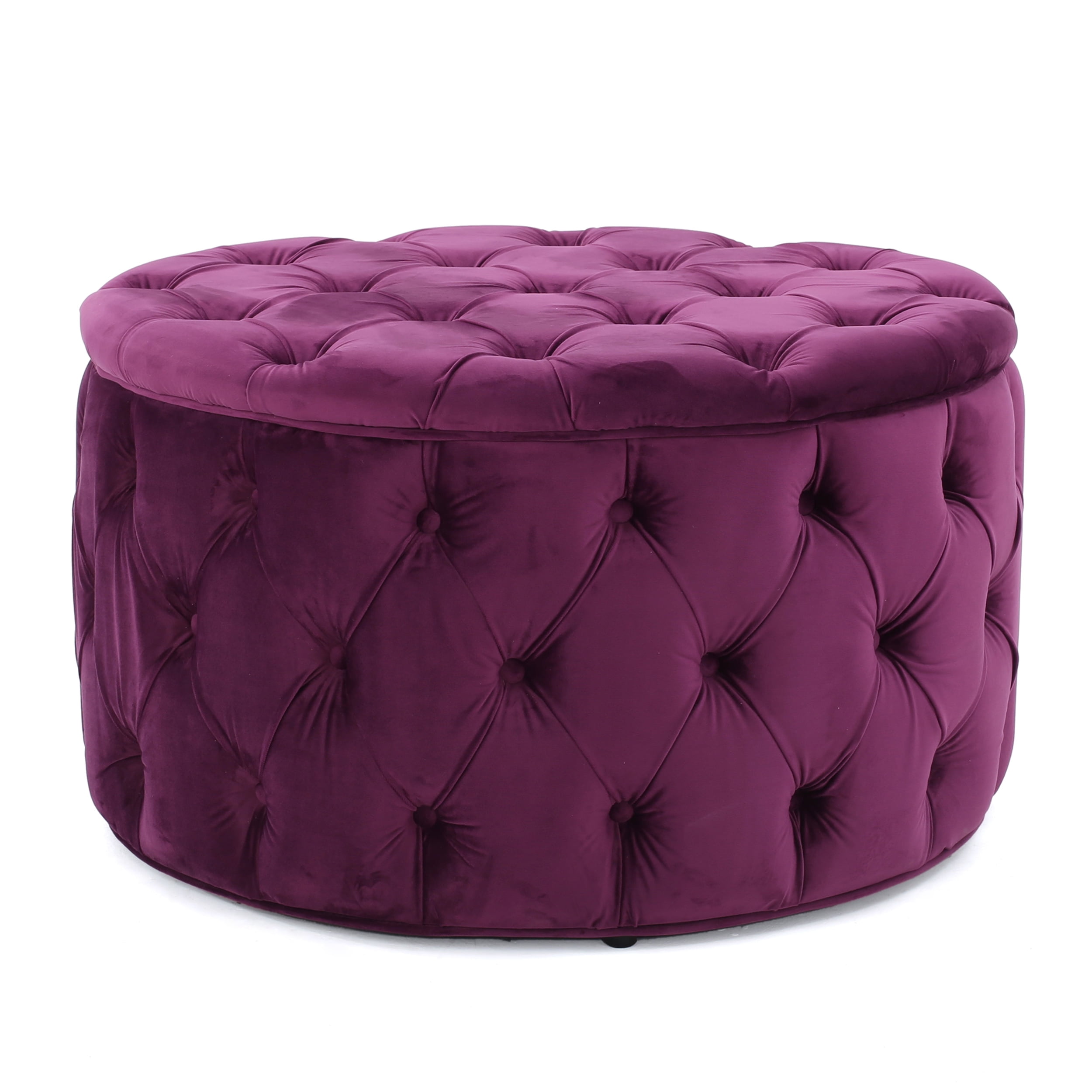 Maelyn New Velvet Ottoman, Purple