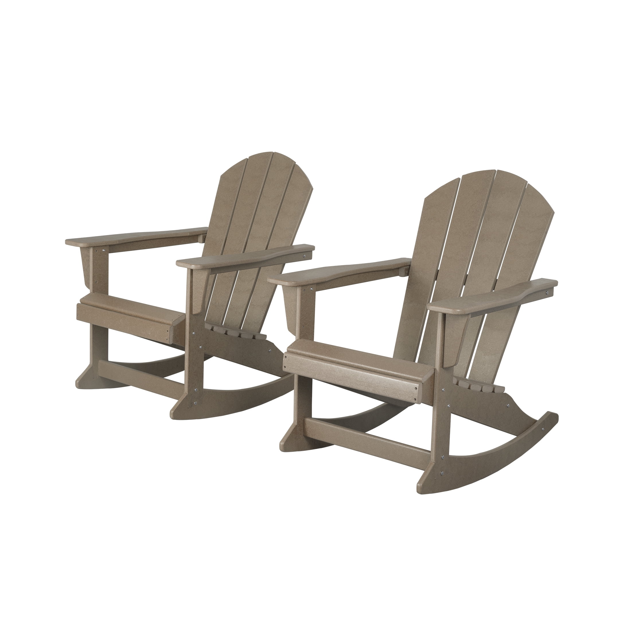 GARDEN Set of 2 - Plastic Outdoor Rocking Chairs for Patio Porch, Weathered Wood