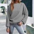 thumbnail image 2 of XIAOCHA Womens Sweatshirts Simple Solid Color Crewneck Pullover Tops Drop Shoulder Long Sleeve Loose Fit Warm Sweatshirt Fall Winter Layering, 2 of 5