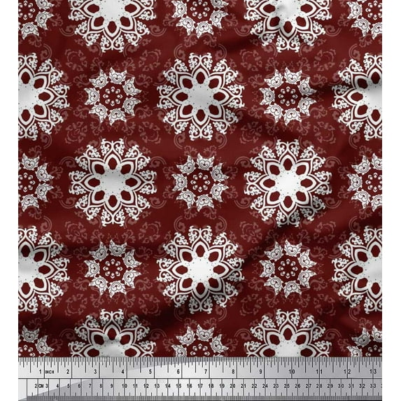 Soimoi Rayon Fabric Damask & Mandala Ethnic Printed Fabric 1 Yard 42 Inch Wide