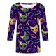 thumbnail image 5 of RKSTN Mardi Gras 3/4 Length Sleeve Womens Tops Oversized Crewneck Carnival Graphic Printed Three Quarter Sleeve T Shirt Women Casual Round Neck Funny Tuesday Carnival Party Loose Short Sleeve Shirt, 5 of 6
