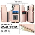 thumbnail image 4 of Compatible with Samsung Galaxy S22 Crossbody Wallet Phone Case,RFID Blocking PU Leather Shockproof Phone Case Women Men Kickstand flip Back Wrist Strap Zipper Credit Card Holder Slots,Rosegold, 4 of 8
