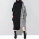 thumbnail image 3 of Vestido de otoño-invierno de gran tamaño con cuello alto medio, estilo vintage, con retazos, manga larga, murciélago, informal, 3 of 4
