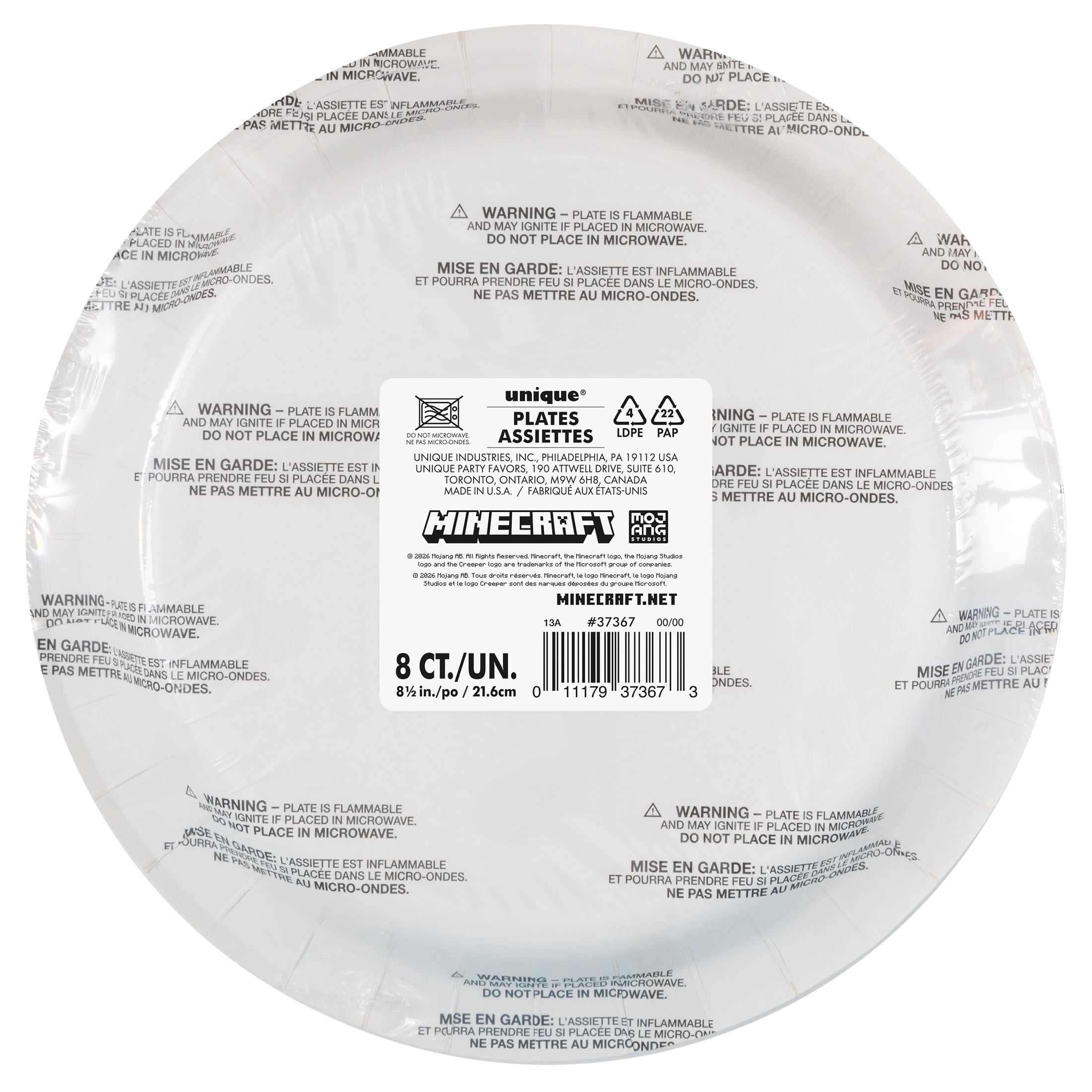 Minecraft 8 Count 8.5IN Multicolor Dinner Paper Plates