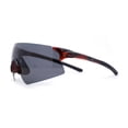 thumbnail image 3 of Polarized Mens Cool Futuristic Curved Shield Rimless Plastic Sport Sunglasses Tortoise - Black, 3 of 4