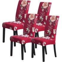 Dining Room Chair Covers for Dining Room Set of 4,Stretch Dining Chair Cover for Dining Room Kitchen Washable Removable(4Pack,Printed Flower Pattern)