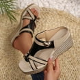 thumbnail image 4 of SBYOJLPB Women's Fashionable Sandals Versatile Casual Wedge Heel Peep Toe Plus Size Sandals Shoes Spring Summer Style Trendy Sandals, 4 of 9