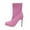 Pink, variant on Women's Knit Sock Ankle Boots Solid Color Square Toe High Heel Slip-on Stretch Booties Shoes White 8.5(41)