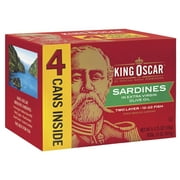 King Oscar Sardines In Extra Virgin Olive Oil 4 pack 3.75 ounces.