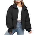 thumbnail image 5 of felwors Women’s Winter Cropped Puffer Jacket Coat Short Warm Quilted Jacket Black, XS, 5 of 8