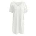 thumbnail image 6 of asdoklhq Womens Plus Size Clearance Dresses,Women's Solid Casual Women Short Sleeve V-Neck Pockets Ladies Dress, 6 of 6