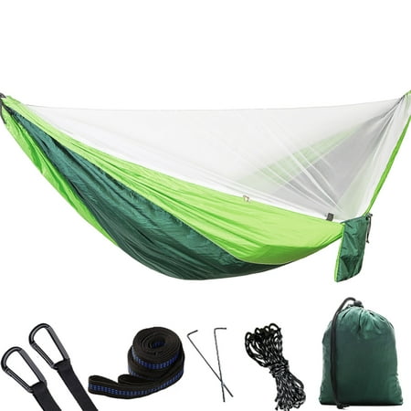 Camping Hammocks Mosquito Net 114.17x55.12 - Portable Hammocks Hammocks With 2 Tree Straps Accessories for Outdoor Hammocks Tent for Travel Camping Green Style G