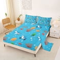 thumbnail image 2 of Feelyou Cartoon Ocean Shark Bed Sheets for Boys Girls, Cute Coral Starfish Wildlife King Sheets, Blue, 4 Pieces, 2 of 5