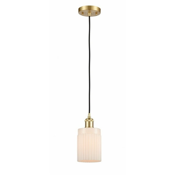 516-1P-SG-G341-LED-Innovations Lighting-Hadley-3.5W 1 LED Mini Pendant in Art Nouveau Style-4.5 Inches Wide by 8 Inches High Satin Gold Finish with