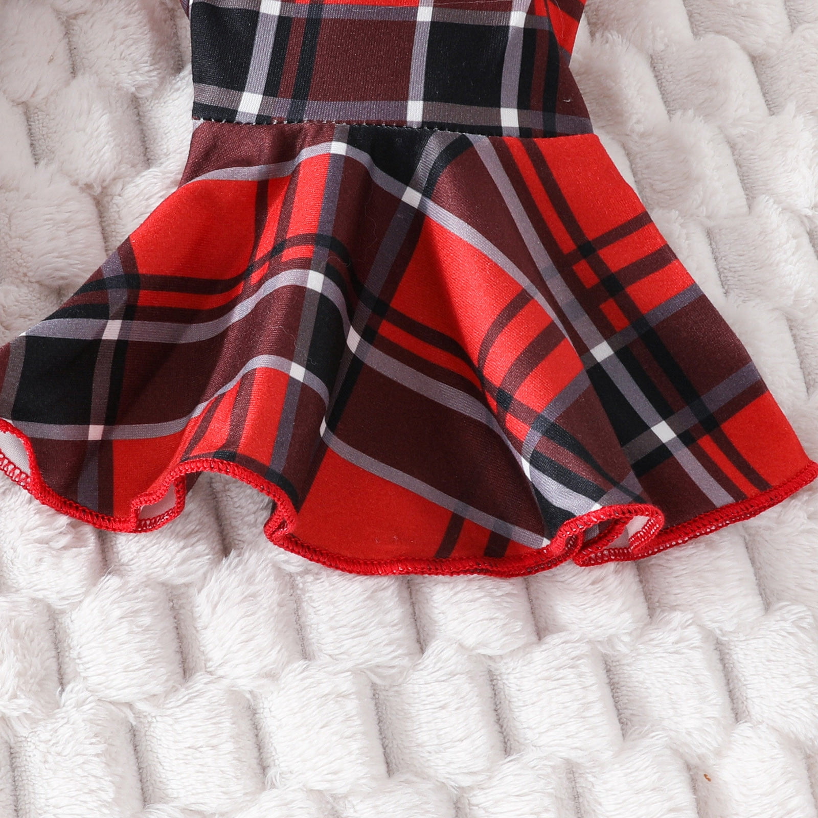 Girls Outfits Set Girls Long Sleeve Christmas Ribbed Romper Bodysuit Plaid Bell Bottoms Pants Outfits 9 Months-12 Months