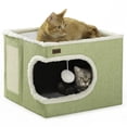 thumbnail image 1 of Cama para gatos Garnpet Cube House para interiores con bloc de notas, color verde, 1 of 5