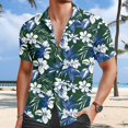 thumbnail image 2 of LIIPEE Men Shirts Casual Summer Graphic Printed Short Sleeve Lapel Button Down Beach Shirt Male Fashion Loose Fit Sports Tops Comfortable Breathable Soft Daily Shirts,Green,XL, 2 of 4