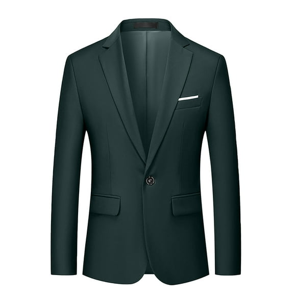 Elvqul Jackets for Men Blazer Button Army Green Fashion Solid Jackets Winter Long Sleeve Pockets Coat Collared Shirts
