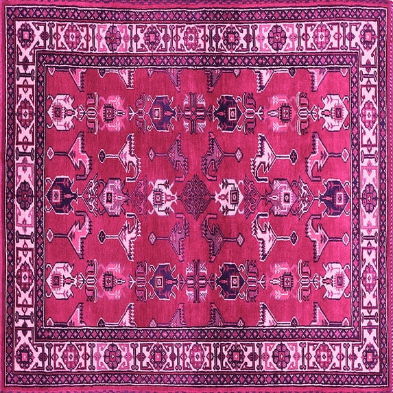 Ahgly Company Indoor Square Animal Pink Traditional Area Rugs, 3' Square