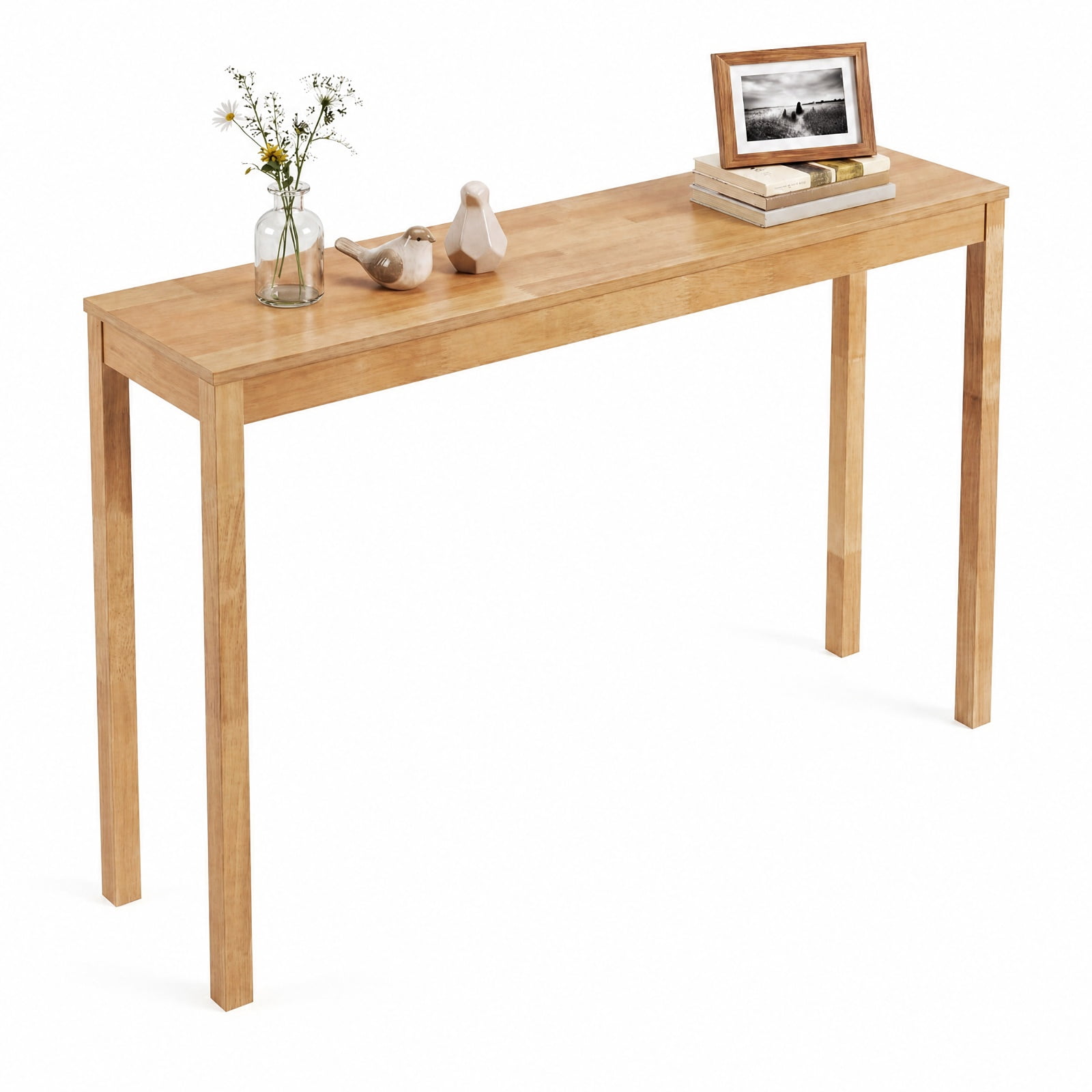 Furnibear Wooden Console Table Modern Farmhouse Narrow Sofa Table with Thickened Top for Entryway Hallway and Living Room, Natural