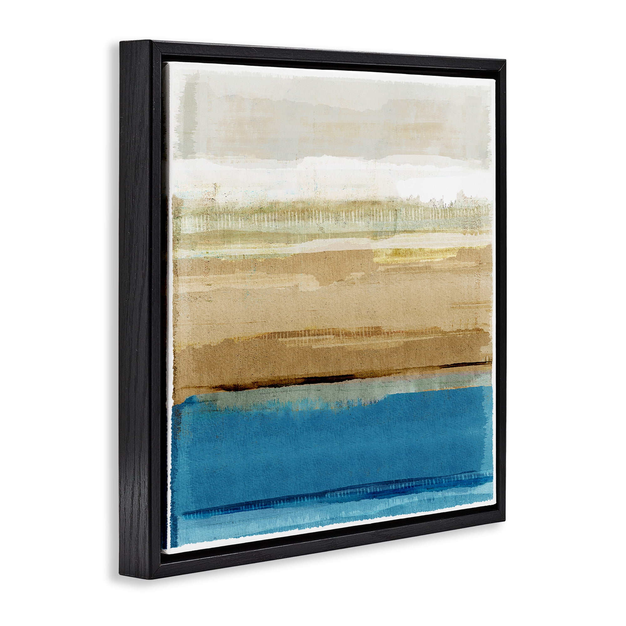 Stupell Industries Nautical Blue Daze Abstract Painting Black Floater Framed Canvas Art Print Wall Art, 18 x 18