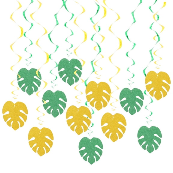 18Pcs Hawaiian Themed Tropical Leaves Hanging Swirl Jungle Party Ceiling Decoration