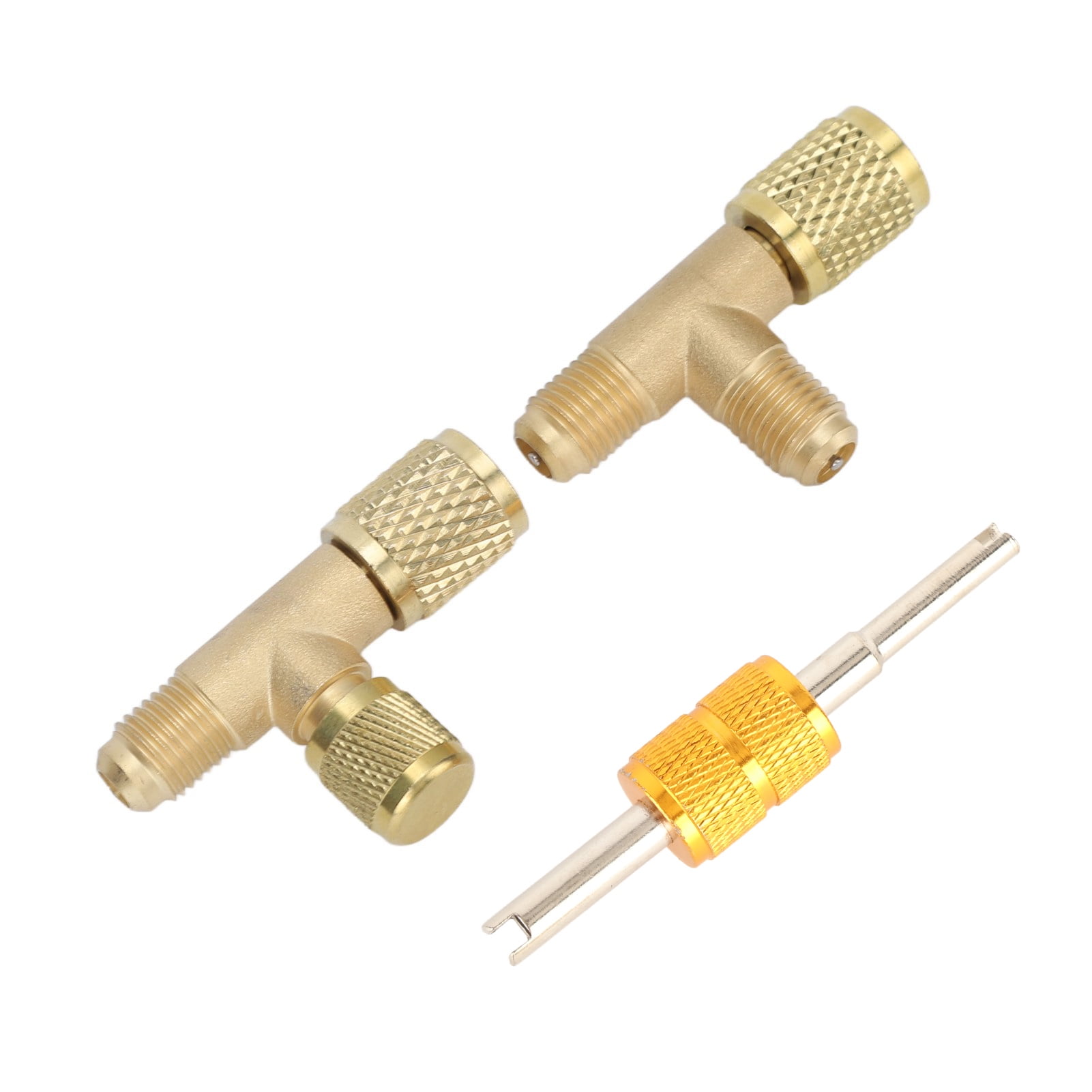 Brass Tee Adapter, Rustproof Quick Coupler Access Tee Leakproof 1/4SAE Interface Better Fluoride Effect  For Vacuum Gauge