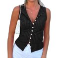thumbnail image 2 of Slim Fit Women Sleeveless Button Down Knit Tank Tops, 2 of 6