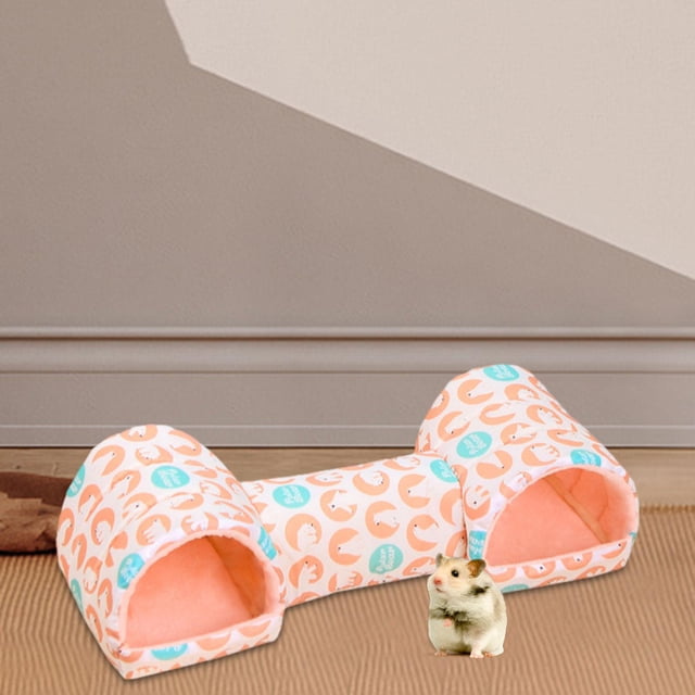 Cama de túneles de hámster Hideaway lavable espacioso nido tibio Tubo de juguete Cueva suave para ratones de planeador de azúcar ratas Hedgehog rosa
