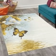 thumbnail image 2 of Floral Decorative Rug, Nature Theme Wild Flowers Monarch Flying Butterflies Lily on Lake Therapy Spa, Quality Carpet for Bedroom Dorm and Living Room, 6 Sizes, Earth Yellow, by Ambesonne, 2 of 4