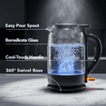 thumbnail image 5 of OVENTE 1.5L Glass Electric Kettle Water Boiler, Black KG516B | 1500W Fast Boiling, Easy Fill Lid, Stainless Steel Filter, LED Indicator, Auto Shut-Off, Boil-Dry Protection, 360° Base, 5 of 8
