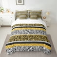 thumbnail image 2 of Manfei Wildlife Leopard Zebra 7 Pieces Bedding Comforter Set for Female Men,Bling Golden Glitter Full Bedding Set Lightweight,Geometric Stripes Fitted Sheet Flat Sheet,Breathable Home Decor, 2 of 8