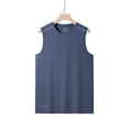 thumbnail image 4 of WTXUE Undershirts Sleeveless, Crew Neck Shirts for Men Oversized Loose Fitting Wicking Sweatshirt Qui Cotton Solid, Big and Tall Shirts Muscle Shirts | Activewear for Men Blue L, 4 of 9