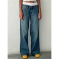 thumbnail image 2 of Women's Wide Leg Boyfriend Jeans Wide Straight Leg Denim Pants Low Rise Baggy Jeans Casual Loose Jeans, 2 of 7